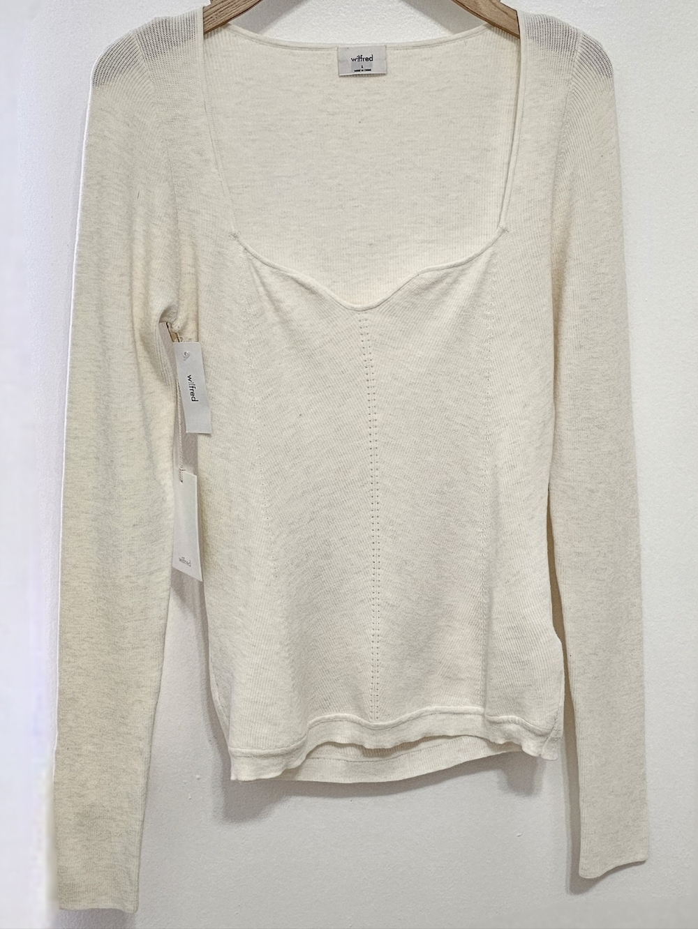 Aritzia Wilfred Heather Birch Tuscany Long Sleeve Knit Top - Picture 1 of 16